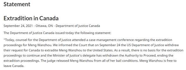 加拿大司法部通告（来源：加拿大司法部）