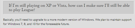 《英雄联盟》将不再支持Windows XP和Vista系统