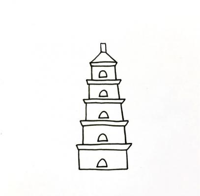 西安标志性建筑简笔画图片