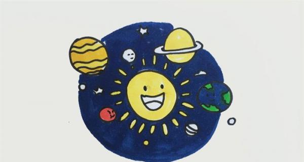 八大行星简笔画带颜色图片