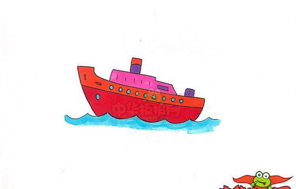 轮船怎么画，轮船简笔画图片带颜色