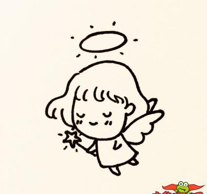 天使怎么画简笔画图片，带翅膀的小天使简笔画
