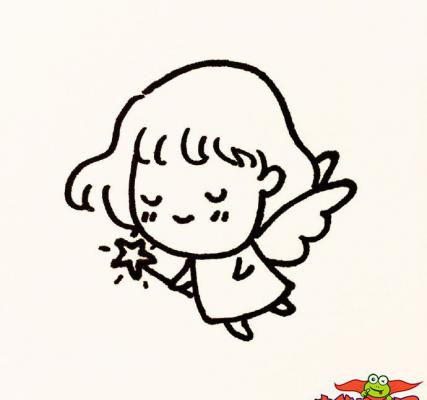 天使怎么画简笔画图片，带翅膀的小天使简笔画