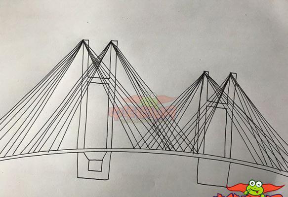 斜拉桥怎么画，斜拉桥简笔画图片
