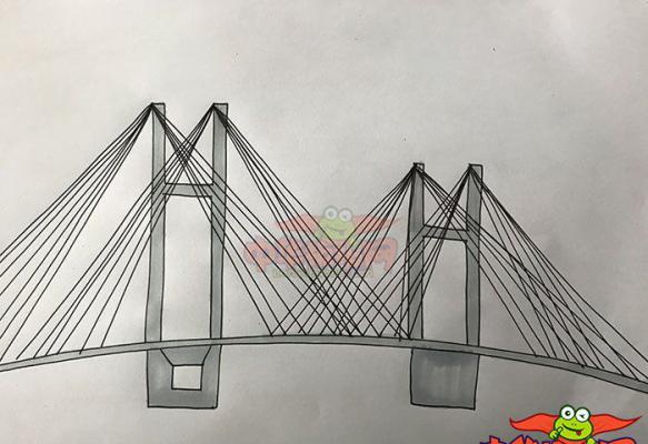 斜拉桥怎么画，斜拉桥简笔画图片