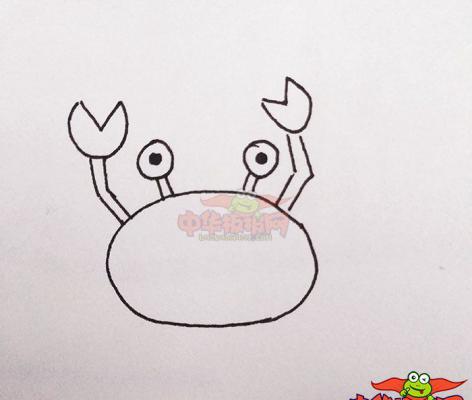 螃蟹怎么画一步一步教，儿童画螃蟹最简单画法