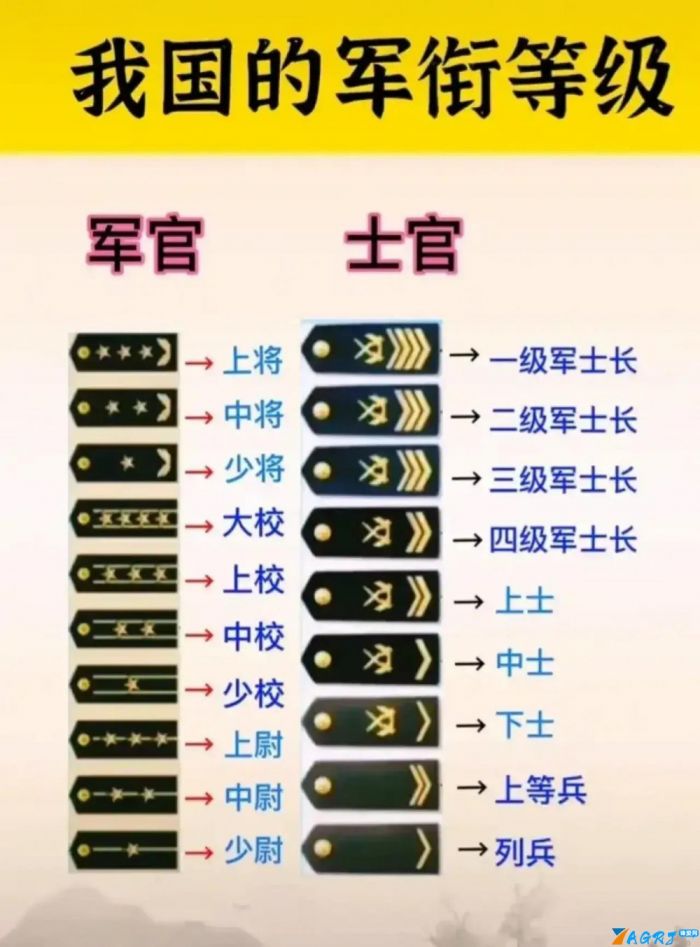部队军衔等级排名（中国的军衔等级一览图）-第1张图片
