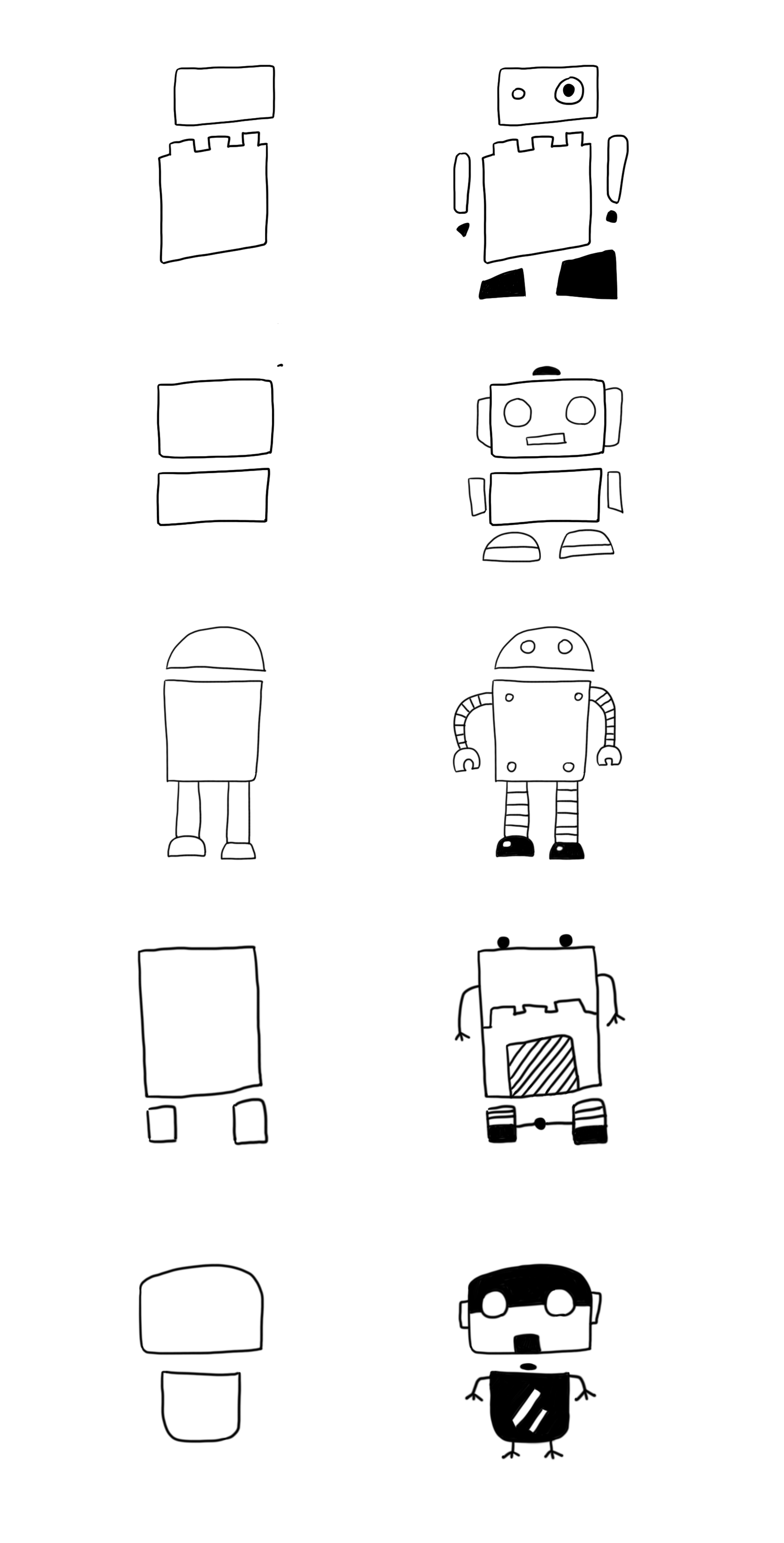 怼怼爱手工（男孩们都喜欢的机器人，画起来其实很简单！）-第1张图片