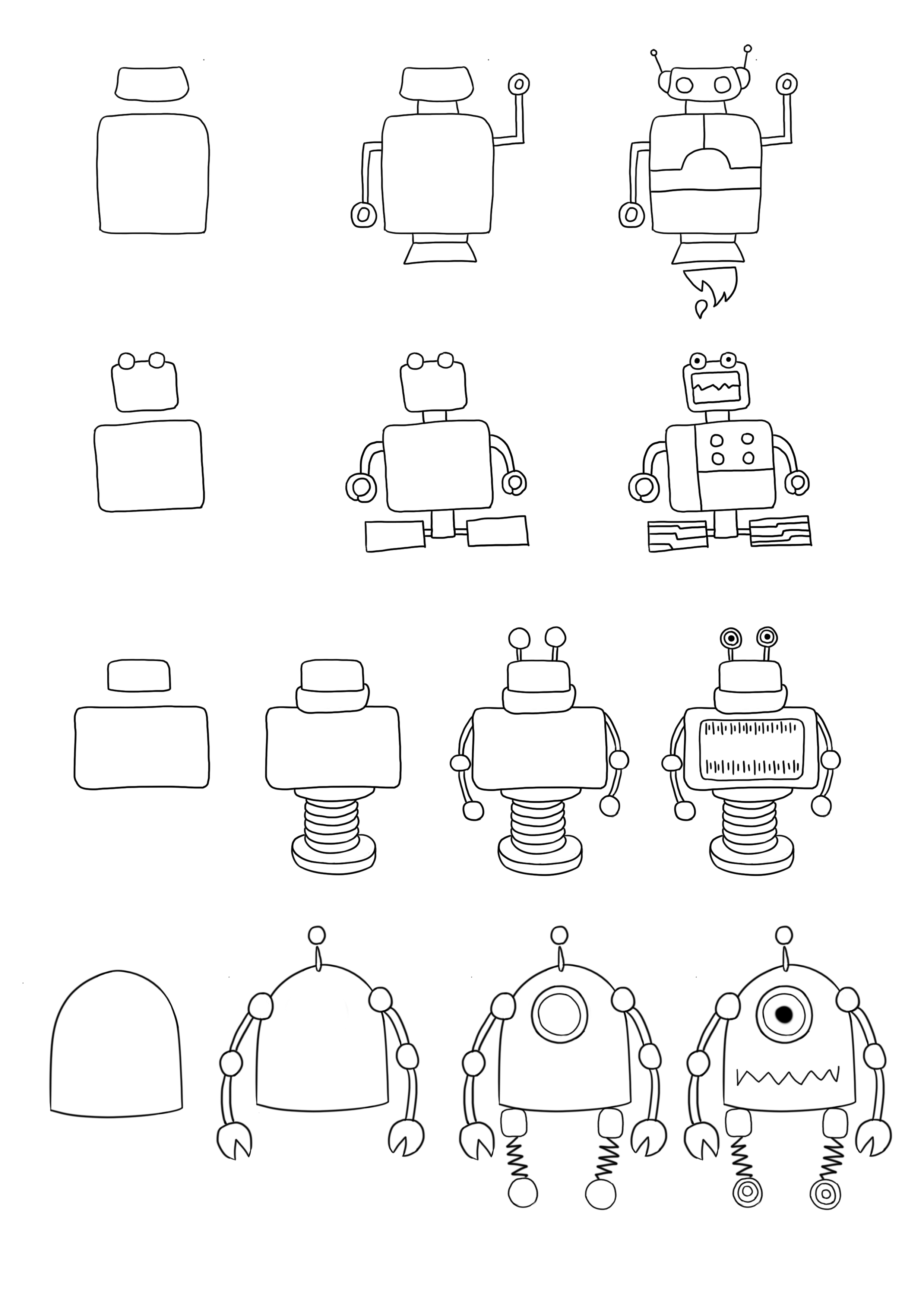 怼怼爱手工（男孩们都喜欢的机器人，画起来其实很简单！）-第2张图片