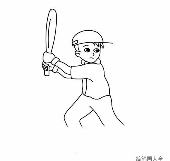在打棒球的男孩简笔画图片