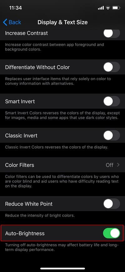 如何在iOS中禁用自动亮度，关闭自动亮度会稍微节省电池寿命