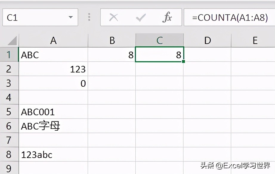罕见知识点 – Excel 参数这样用，才能算出区域内文本单元格的数量