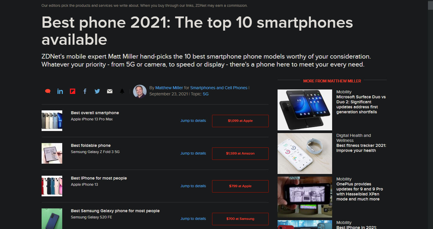 2021年外媒评选10台最佳手机，仅有一款是国产机型