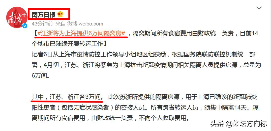 江浙有实力为上海提供6万间隔离房，怎会容不下男足100人