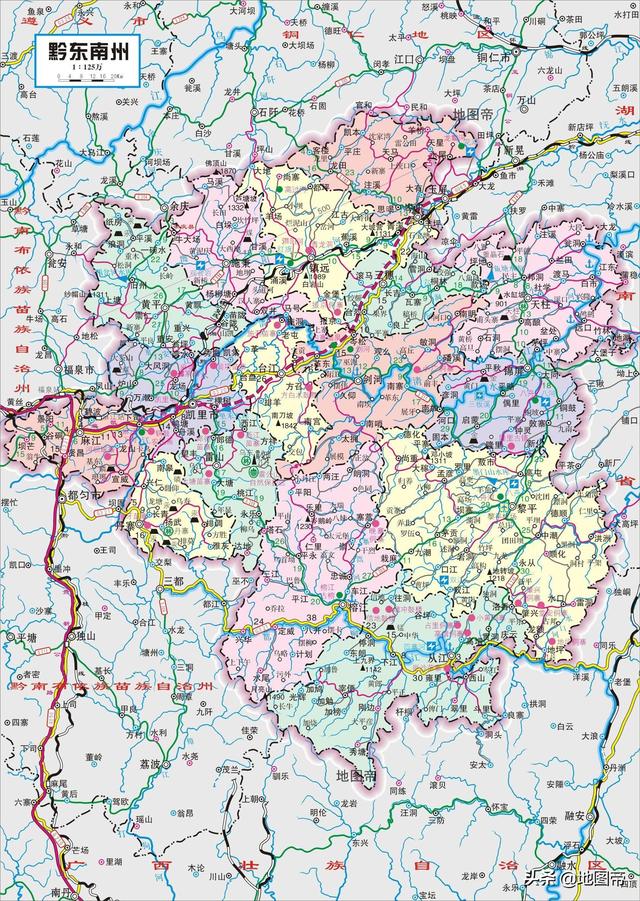 铜仁各县分布地图图片