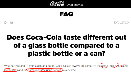 为什么玻璃瓶可乐和塑料瓶的可乐口味相差很大